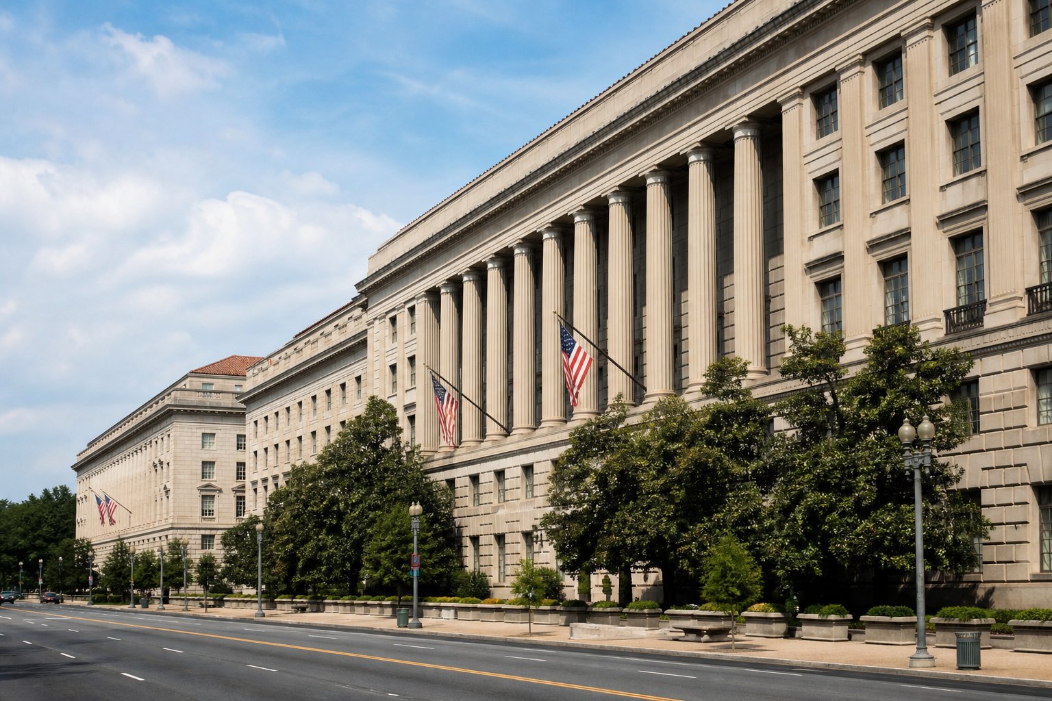 Federal buildings along a Washington DC corridor